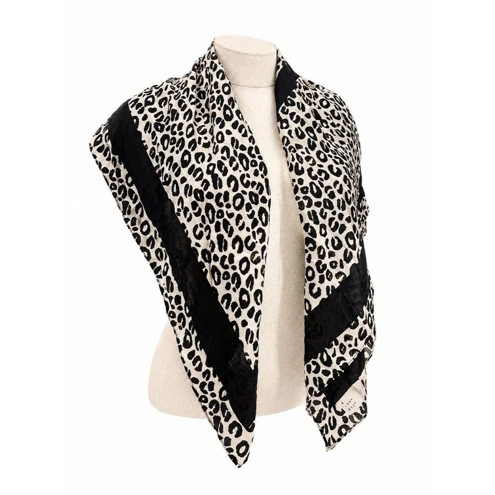A New Day Silk Animal Print Scarf Accessory Large Square Overlay Leopard